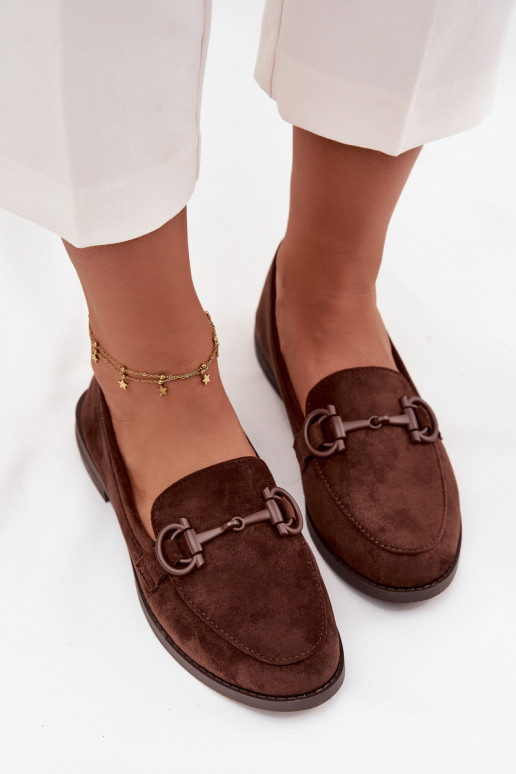 Women's Loafers with Decorative Detail Eco Suede Chocolate Ambria Women's Loafers with Decorative Detail Eco Suede Chocolate Ambria