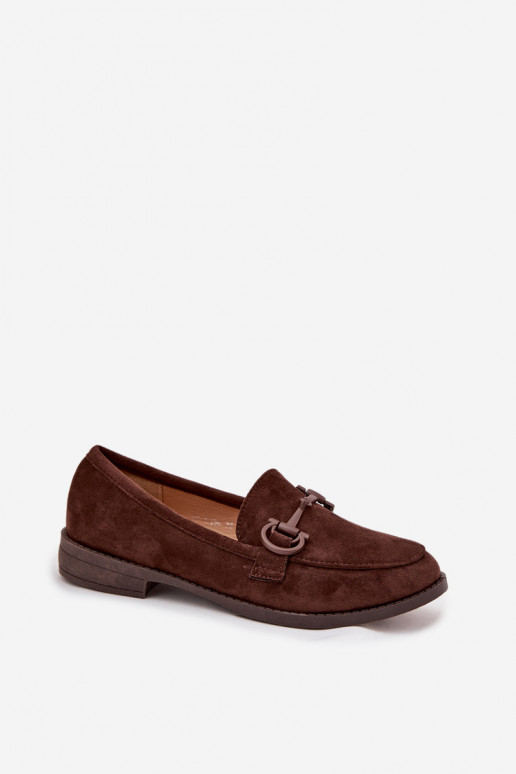 Women's Loafers with Decorative Detail Eco Suede Chocolate Ambria Women's Loafers with Decorative Detail Eco Suede Chocolate Ambria