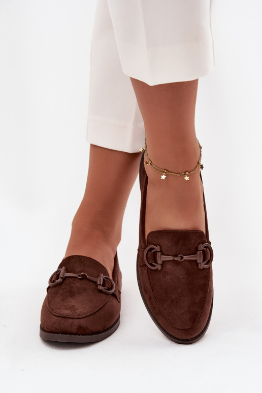 Women's Loafers with Decorative Detail Eco Suede Chocolate Ambria Women's Loafers with Decorative Detail Eco Suede Chocolate Ambria