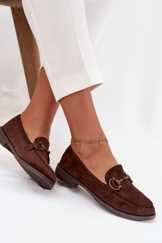 Women's Loafers with Decorative Detail Eco Suede Chocolate Ambria Women's Loafers with Decorative Detail Eco Suede Chocolate Ambria
