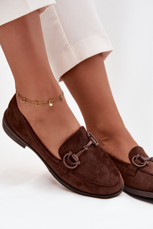 Women's Loafers with Decorative Detail Eco Suede Chocolate Ambria Women's Loafers with Decorative Detail Eco Suede Chocolate Ambria