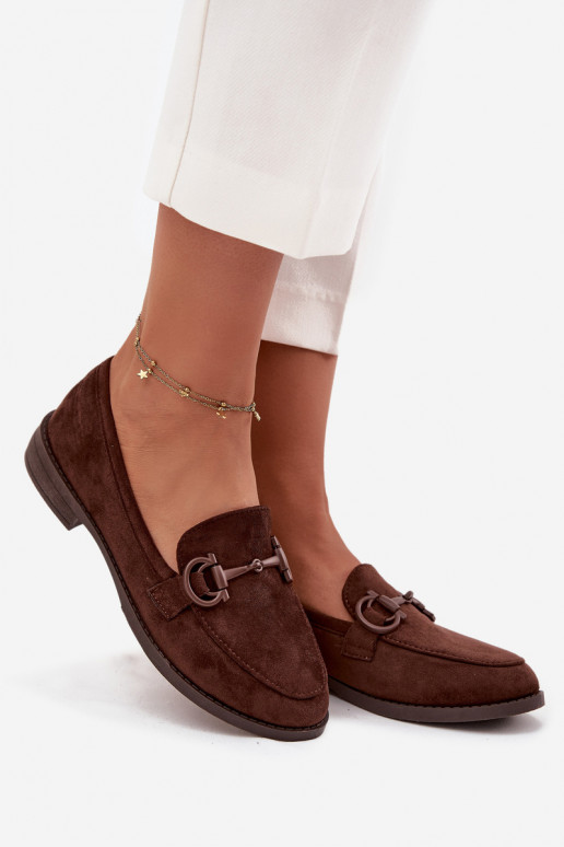 Women's Loafers with Decorative Detail Eco Suede Chocolate Ambria Women's Loafers with Decorative Detail Eco Suede Chocolate Ambria