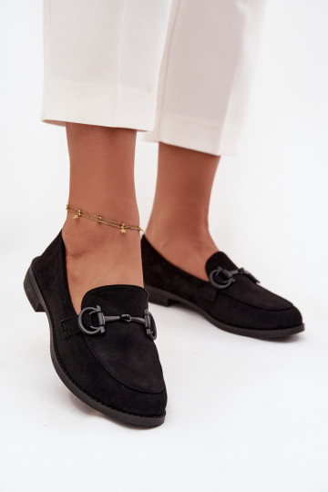 Women's Loafers With Decorative Detail Eco Suede Black Ambria 2