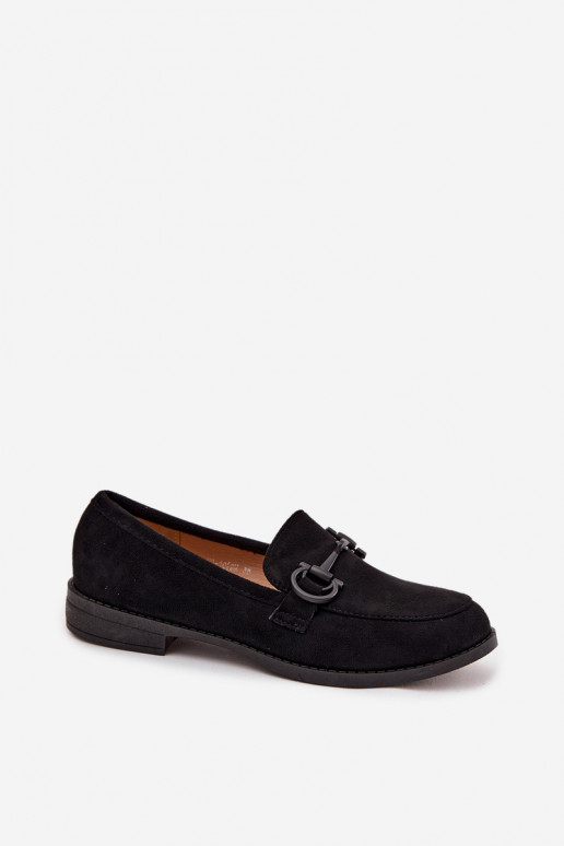 Women's Loafers With Decorative Detail Eco Suede Black Ambria Women's Loafers With Decorative Detail Eco Suede Black Ambria