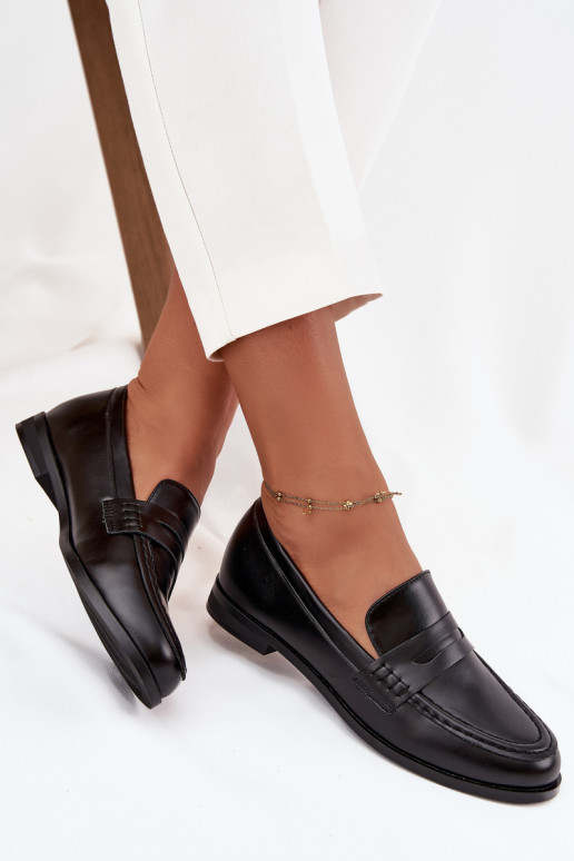 Moccasins Loafers Ladies Eco Leather Black Bessina Moccasins Loafers Ladies Eco Leather Black Bessina
