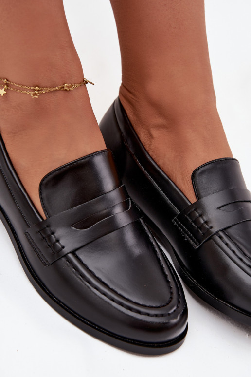 Moccasins Loafers Ladies Eco Leather Black Bessina Moccasins Loafers Ladies Eco Leather Black Bessina