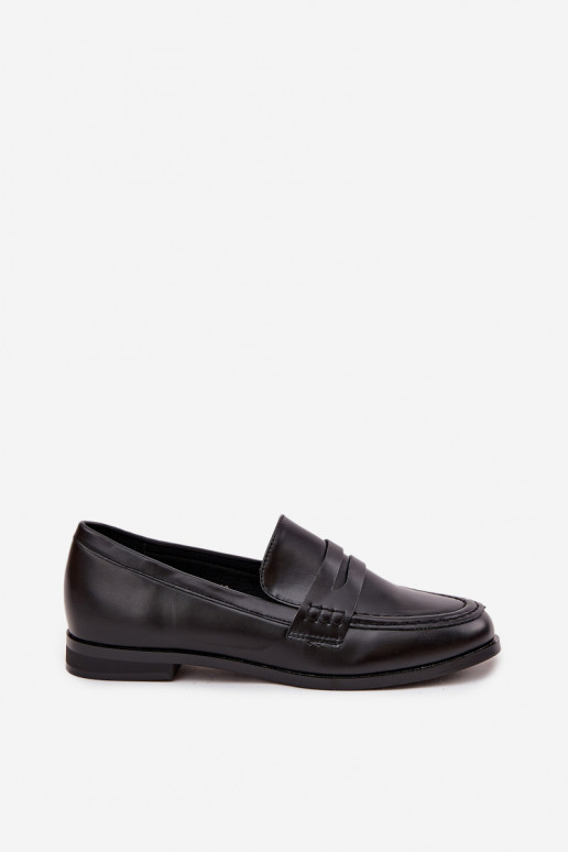 Moccasins Loafers Ladies Eco Leather Black Bessina Moccasins Loafers Ladies Eco Leather Black Bessina