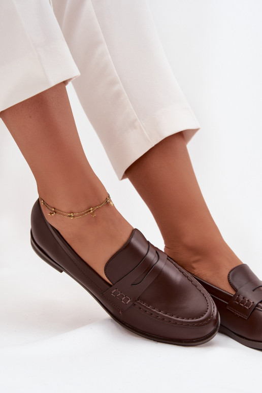 Loafers Women Eco Leather Brown Bessina Loafers Women Eco Leather Brown Bessina