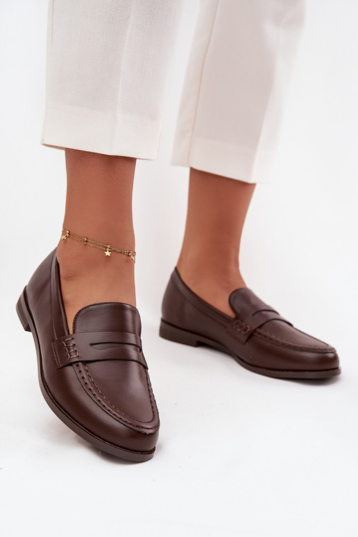 Loafers Women Eco Leather Brown Bessina Loafers Women Eco Leather Brown Bessina