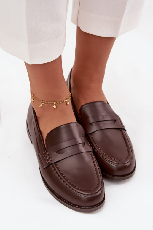 Loafers Women Eco Leather Brown Bessina Loafers Women Eco Leather Brown Bessina
