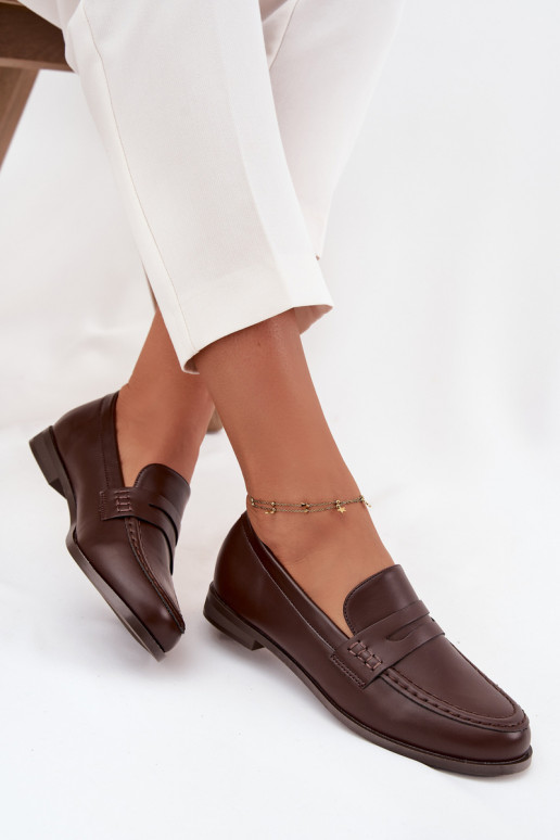 Loafers Women Eco Leather Brown Bessina Loafers Women Eco Leather Brown Bessina