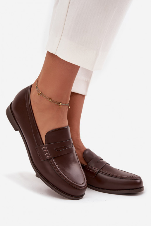 Loafers Women Eco Leather Brown Bessina Loafers Women Eco Leather Brown Bessina
