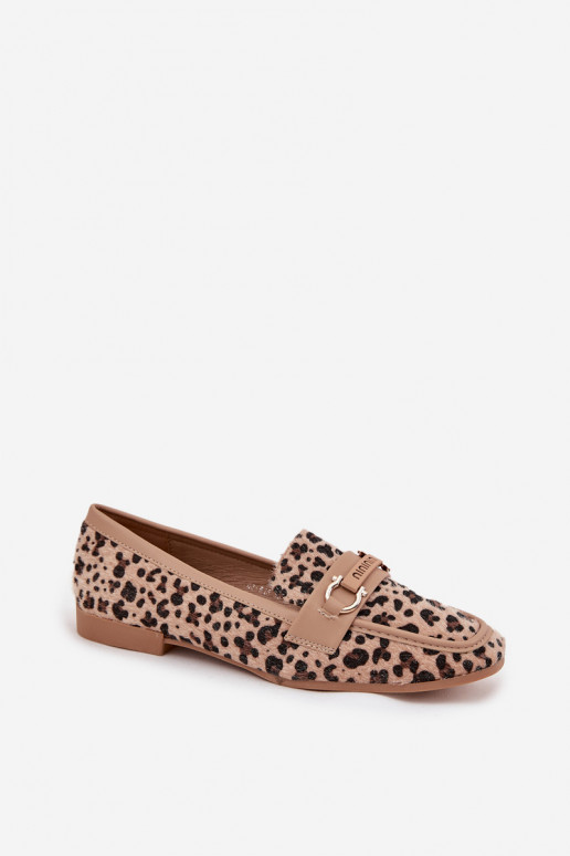 Loafers Women's Moccasins With Decorative Element Leopard Print Beige Evelora Loafers Women's Moccasins With Decorative Element Leopard Print Beige Evelora