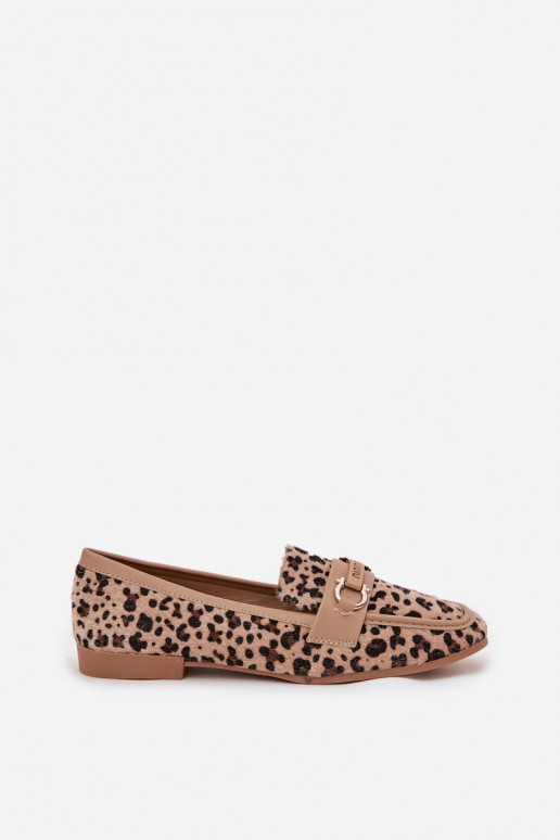 Loafers Women's Moccasins With Decorative Element Leopard Print Beige Evelora Loafers Women's Moccasins With Decorative Element Leopard Print Beige Evelora