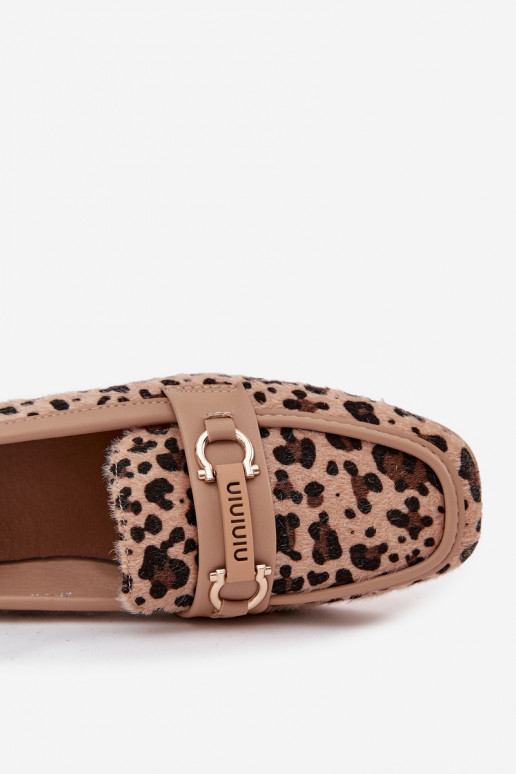 Loafers Women's Moccasins With Decorative Element Leopard Print Beige Evelora Loafers Women's Moccasins With Decorative Element Leopard Print Beige Evelora