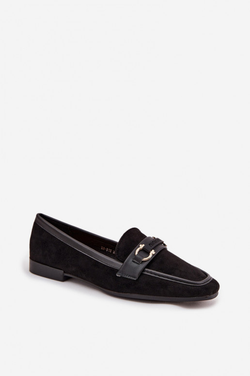 Loafers Women's Moccasins With Decorative Element Black Evelora Loafers Women's Moccasins With Decorative Element Black Evelora