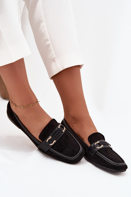 Loafers Women's Moccasins With Decorative Element Black Evelora Loafers Women's Moccasins With Decorative Element Black Evelora