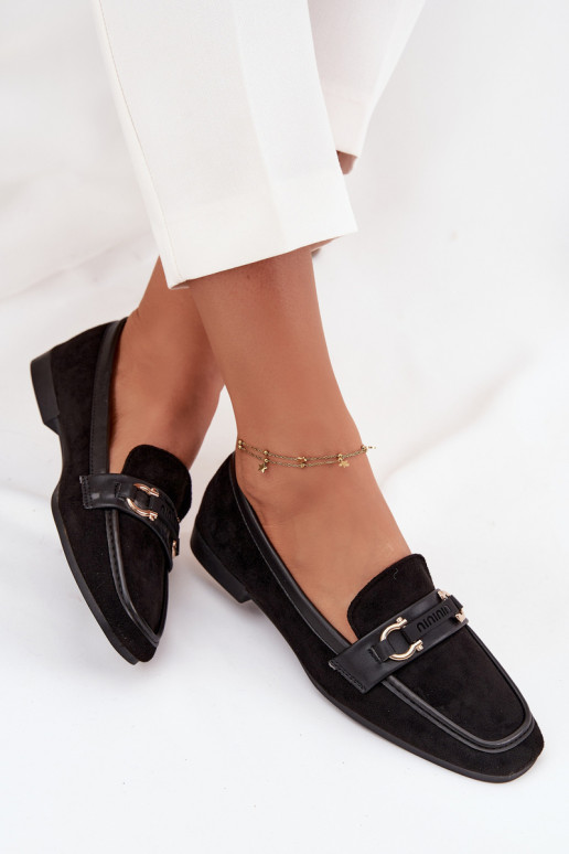 Loafers Women's Moccasins With Decorative Element Black Evelora Loafers Women's Moccasins With Decorative Element Black Evelora