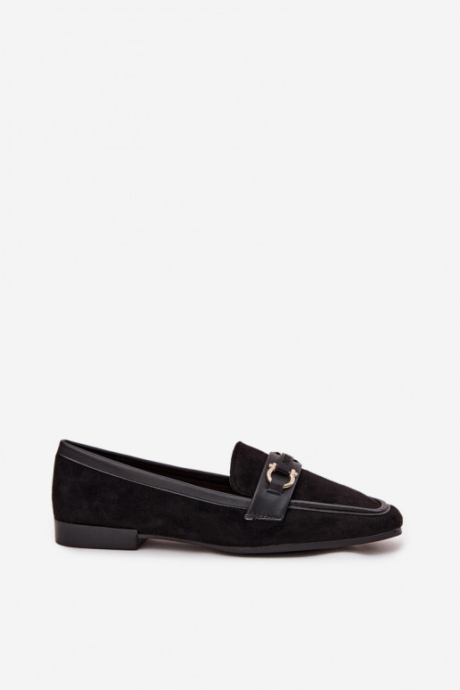 Loafers Women's Moccasins With Decorative Element Black Evelora Loafers Women's Moccasins With Decorative Element Black Evelora