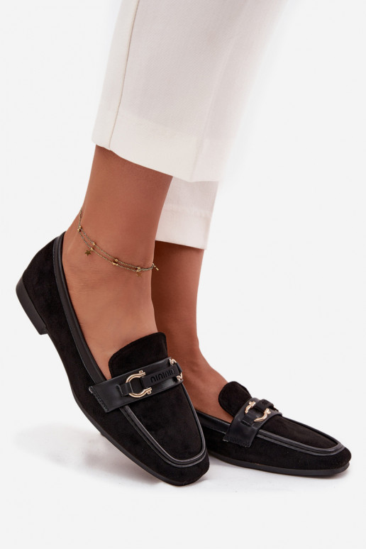 Loafers Women's Moccasins With Decorative Element Black Evelora Loafers Women's Moccasins With Decorative Element Black Evelora