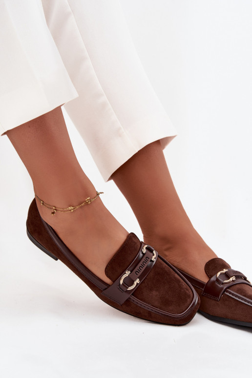 Mokasyny Loafersy DamskiewithOzdobnym Elementem Czekoladowe Evelora Mokasyny Loafersy DamskiewithOzdobnym Elementem Czekoladowe Evelora