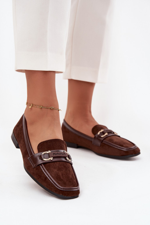 Mokasyny Loafersy DamskiewithOzdobnym Elementem Czekoladowe Evelora Mokasyny Loafersy DamskiewithOzdobnym Elementem Czekoladowe Evelora