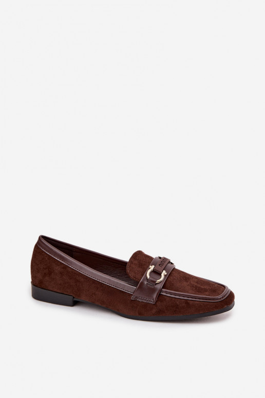 Mokasyny Loafersy DamskiewithOzdobnym Elementem Czekoladowe Evelora Mokasyny Loafersy DamskiewithOzdobnym Elementem Czekoladowe Evelora