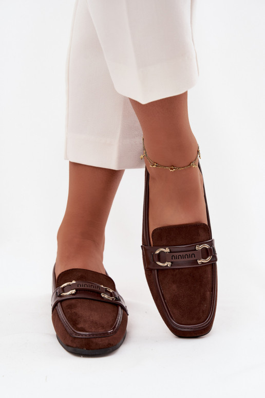 Mokasyny Loafersy DamskiewithOzdobnym Elementem Czekoladowe Evelora Mokasyny Loafersy DamskiewithOzdobnym Elementem Czekoladowe Evelora