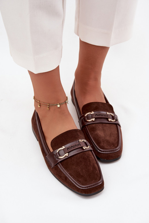 Mokasyny Loafersy DamskiewithOzdobnym Elementem Czekoladowe Evelora Mokasyny Loafersy DamskiewithOzdobnym Elementem Czekoladowe Evelora