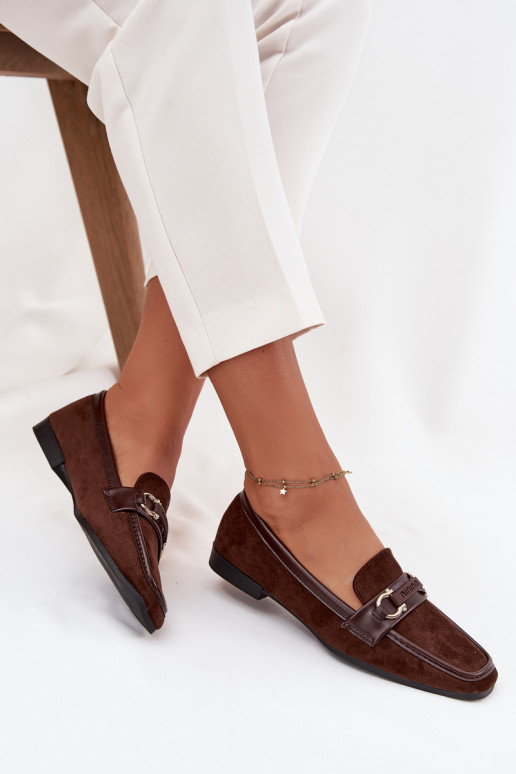 Moccasins Loafers Womens With Decorative Element Chocolate Evelora Moccasins Loafers Womens With Decorative Element Chocolate Evelora
