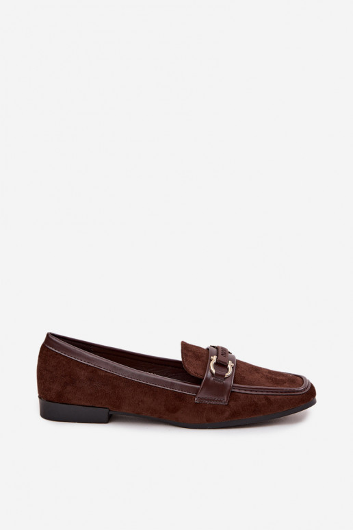 Mokasyny Loafersy DamskiewithOzdobnym Elementem Czekoladowe Evelora Mokasyny Loafersy DamskiewithOzdobnym Elementem Czekoladowe Evelora