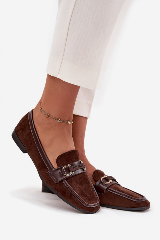 Mokasyny Loafersy DamskiewithOzdobnym Elementem Czekoladowe Evelora Mokasyny Loafersy DamskiewithOzdobnym Elementem Czekoladowe Evelora