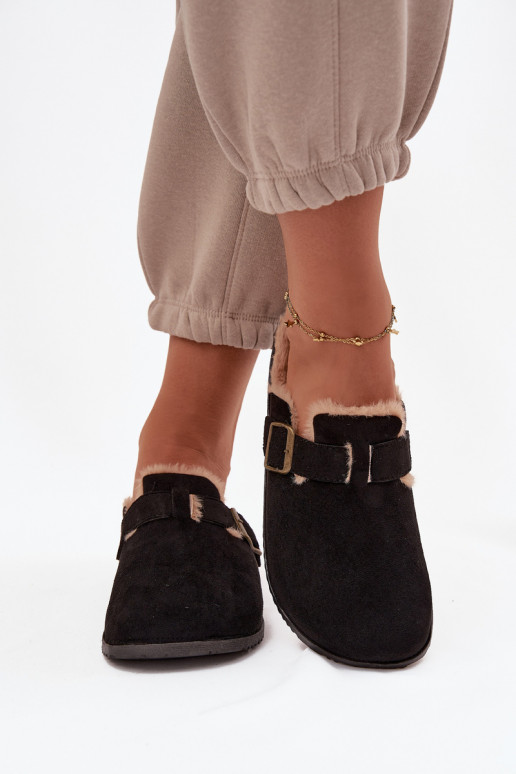Women's slippers with fur lining with clip Black Sylisse Women's slippers with fur lining with clip Black Sylisse