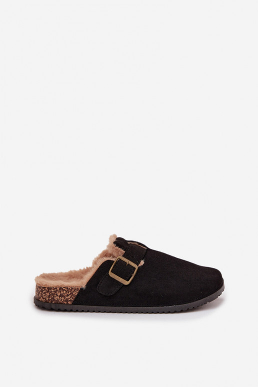 Women's slippers with fur lining with clip Black Sylisse Women's slippers with fur lining with clip Black Sylisse
