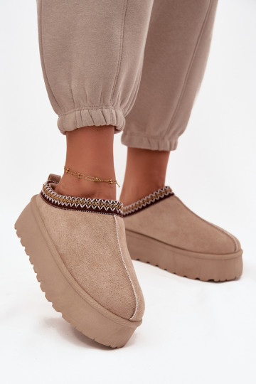 Women's Snow Boots with Decorative Embroidery Beige Jenira 2