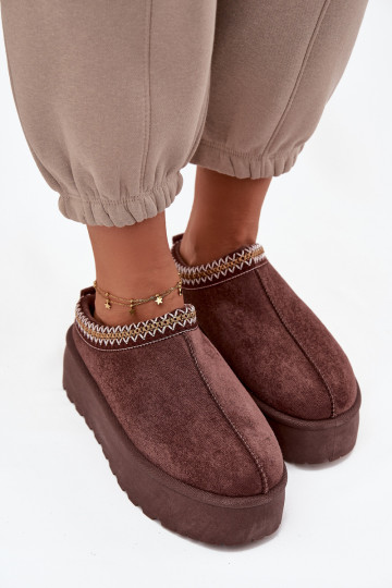 Śniegowce DamskiewithOzdobnym Haftem Czekoladowe Jenira