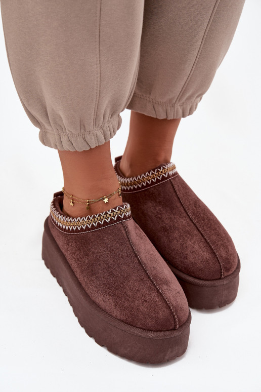 Śniegowce DamskiewithOzdobnym Haftem Czekoladowe Jenira Śniegowce DamskiewithOzdobnym Haftem Czekoladowe Jenira