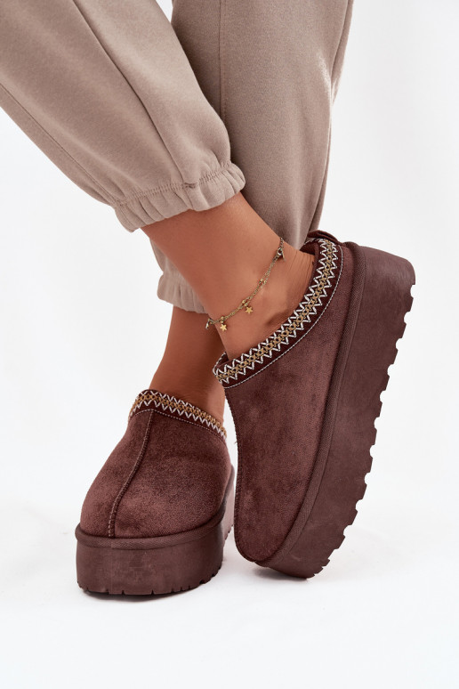 Śniegowce DamskiewithOzdobnym Haftem Czekoladowe Jenira Śniegowce DamskiewithOzdobnym Haftem Czekoladowe Jenira