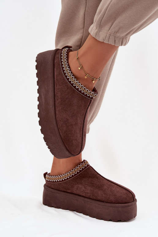 Śniegowce DamskiewithOzdobnym Haftem Czekoladowe Jenira Śniegowce DamskiewithOzdobnym Haftem Czekoladowe Jenira