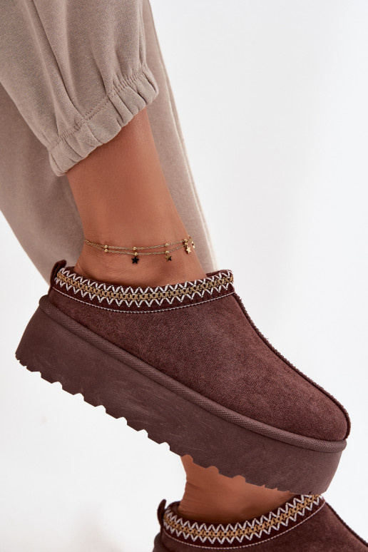 Women's Snow Boots With Decorative Embroidery Chocolate Jenira Women's Snow Boots With Decorative Embroidery Chocolate Jenira