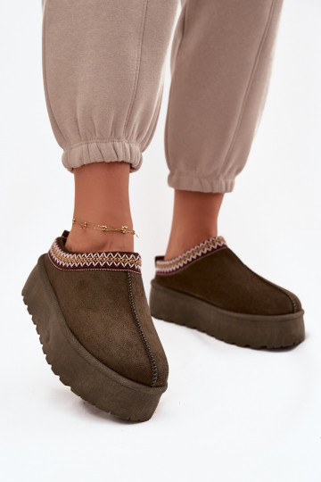 Śniegowce DamskiewithOzdobnym Haftem Ciemnozielone Jenira