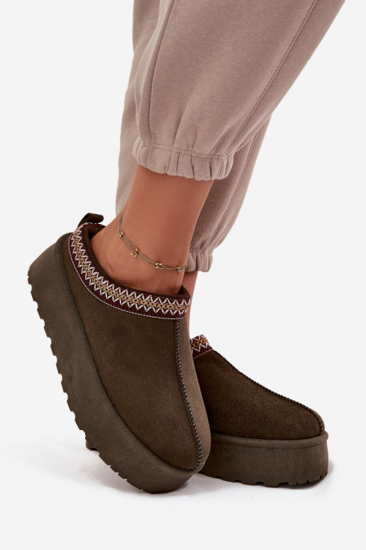 Women's Snow Boots With Decorative Embroidery Dark Green Jenira Women's Snow Boots With Decorative Embroidery Dark Green Jenira