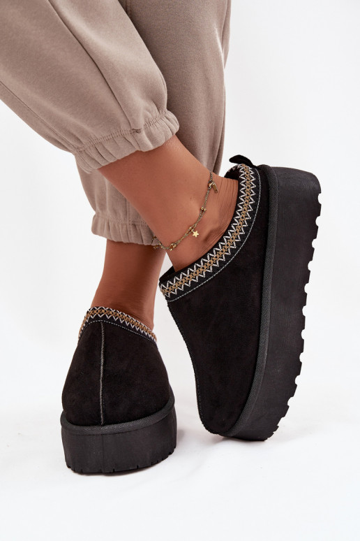 Śniegowce DamskiewithOzdobnym Haftem Czarne Jenira