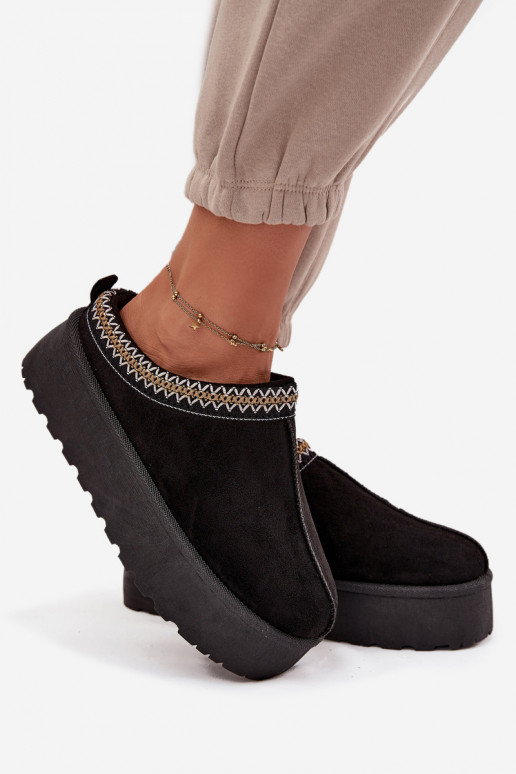 Śniegowce DamskiewithOzdobnym Haftem Czarne Jenira