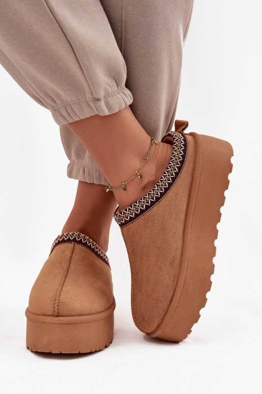 Women's Snow Boots With Decorative Embroidery Camel Jenira