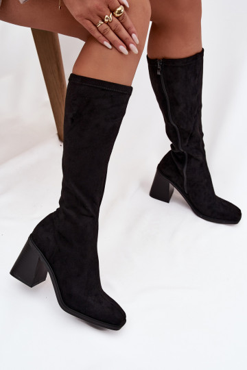 Women's Boots on a Thick Heel Eco Suede Black Traven