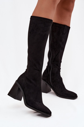 Women's Boots on a Thick Heel Eco Suede Black Traven 2