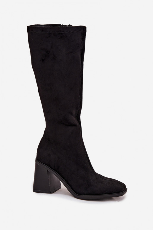 Women's Boots on a Thick Heel Eco Suede Black Traven