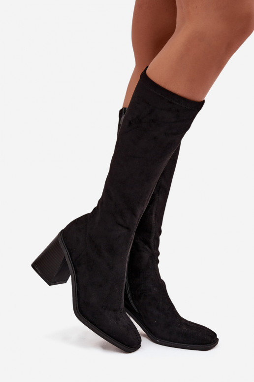 Women's Boots on a Thick Heel Eco Suede Black Traven
