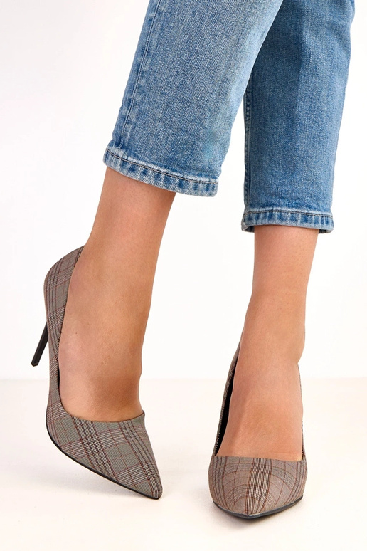 Szare szpilki w kratkę Paula Szare szpilki w kratkę Paula